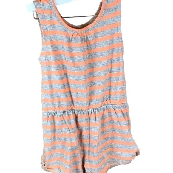 Harper Canyon Striped Jumpsuit Orange-Gray Sleeveless Size: 3T Toddler Girl - Picture 2 of 7